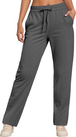 Generic Womens Trousers Womens Casual Pants High Waisted Straight Leg Pants Elastic Waistband Comfortable Trousers for Daily Wear Winter (Dark Gray, L)