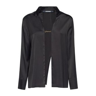 Jacquemus Blouses, female, Black, Size: 3XS The Notte Shirt