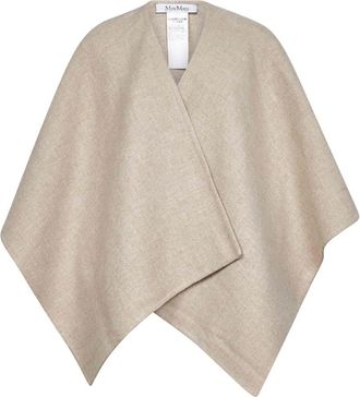 Max Mara Beige Alpaca Wol Asymmetrische Jas - Dames - Ponchos - Beige - ONE Size - Wol - Jassen