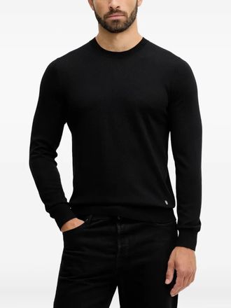 Liu Jo crew-neck logo-plaque sweater - men - Fabric - M - Black