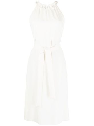 P.A.R.O.S.H. belted waist dress - White