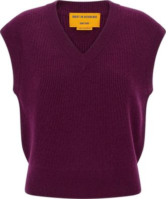 Guest In Residence Gilet a coste con scollo a V - Rosso