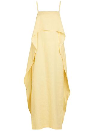 Staud Valencia Draped Linen Maxi Dress - Yellow - 10 (UK14 / L)