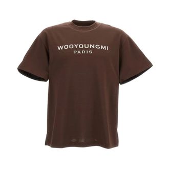Wooyoungmi T-Shirts, male, Brown, Size: L Cotton Back Logo T-Shirt