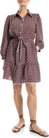 Max Studio Long Sleeve Button Front Crepe Dress in Brick Small Curvy Cube at Nordstrom Rack, Size X-Large Regular