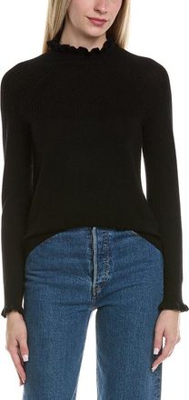 Sofiacashmere Sofiacashmere Rib & Ruffle Mock Neck Wool & Cashmere-Blend Sweater
