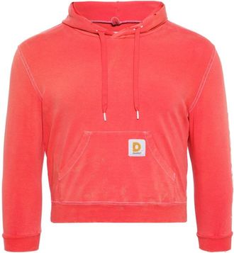 Doublet cropped cotton-blend hoodie - men - Polyurethane/Cotton - One Size - Red