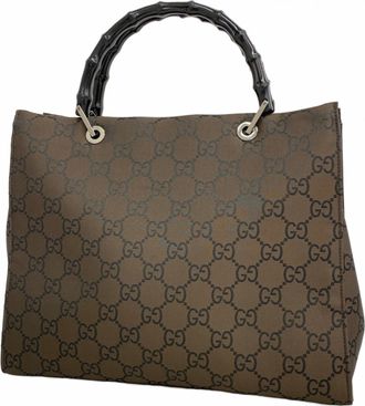 Gucci Black Brown Nylon Tote Bag (Pre-Owned)