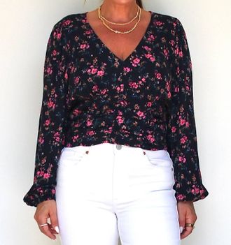 Saltwater Luxe Floral Clemente Top In Black