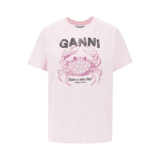 Ganni Jersey T-shirt with Crab print Woman S