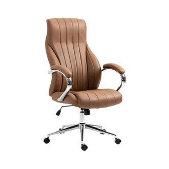 Clp Silla de oficina giratoria regulable en Cuero aut&eacute;ntico Marr&oacute;n claro