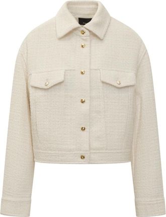 Pinko Cropped Tweed Jas - Dames - Blazers - Wit - M - Tweed - Jassen