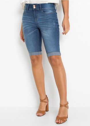 Bonprix Bermudas BONPRIX, Damen, Gr. 36, N-Gr, blau stone (l&auml;nge: regul&auml;r), Web, Obermaterial: 82% Baumwolle, 17% Polyester, 1% Elasthan, slim fit, Hosen Berm