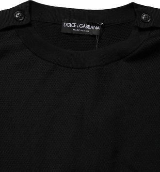 Dolce & Gabbana Mens Crew Neck Long Sleeve Sweater Black Cotton Silk