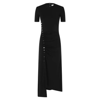Paco Rabanne Maxi Dresses, female, Black, Size: 2XS Draped Long Dress in Jersey