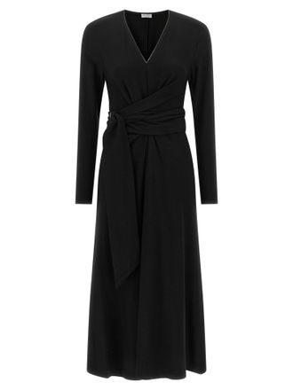 Brunello Cucinelli Black Virgin Wool Midi Womens Dress