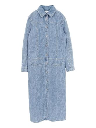 Chanel 1986-1988 Camellia-pattern midi dress - women - Cotton/Polyester/Cotton - 42 - Blue