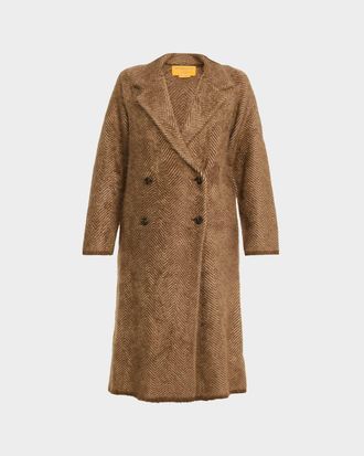 Guest In Residence Grizzly Herringbone Cashmere Double-Breasted Coat