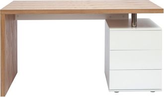 Miliboo Escritorio Moderno En Roble Claro Y Blanco Calix