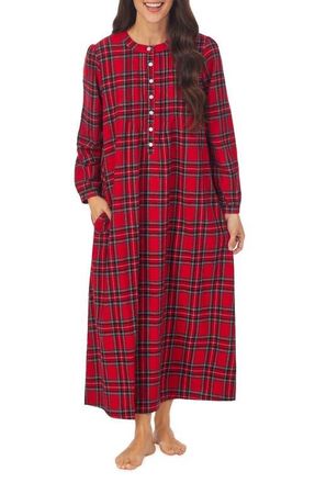 Lanz of Salzburg Ballet Long Sleeve Flannel Nightgown in Red Plaid at Nordstrom, Size Medium