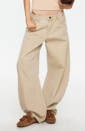 Lioness Horsehoe Baggy Jeans in Stone at Nordstrom, Size X-Small