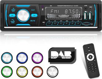 OEM Autorradio Din Simple Con Dab+ Y Bluetooth - Radio Fm/am Rds - Botones Iluminados De 7 Colores/usb/unidad Usb/aux + Tarjeta Tf De 32 Gb