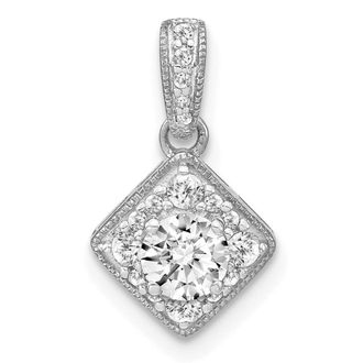 Diamond2Deal 14K White Gold Lab Grown Diamond Square Vintage Pendant (0.51ct, VS, G-H)