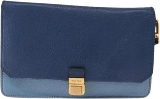 Miu Miu Pre-owned Lederen Schoudertas - Dames - Vintage Schoudertas - Blauw - ONE Size - Leer - Vintage