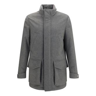 Brunello Cucinelli Chaqueta de Cachemira con Cremallera y Botones - Coats - Hombre - Gris - 2XL