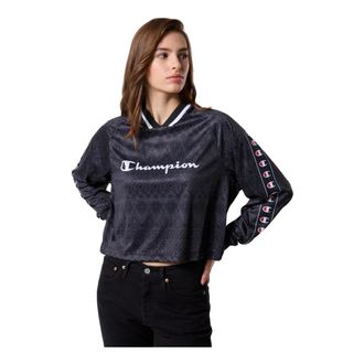 Champion Hoodies & sweatvesten, Dames, Zwart, S, Polyester, T-shirt met lange mouwen en V-hals