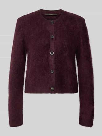 Windsor Strickjacke aus Kaschmir mit Rundhalsausschnitt in Bordeaux, Gr&ouml;&szlig;e 34