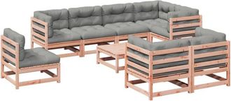 vidaXL Set De Sof&aacute;s Jard&iacute;n 9 Pzas Con Cojines Madera De Abeto Douglas Vidaxl