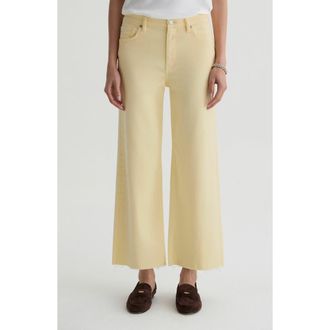 AG - Adriano Goldschmied Saige Raw Hem Ankle Wide Leg Jeans in Sunlight Yellow at Nordstrom, Size 33