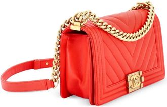 Chanel Boy Flap Bag Chevron Calfskin Old Medium shoulder bag - Rosso