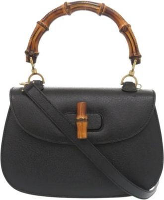 Gucci Pre-owned Leather gucci-bags - Dames - Vintage Handtas - Zwart - ONE Size - Leer - Vintage