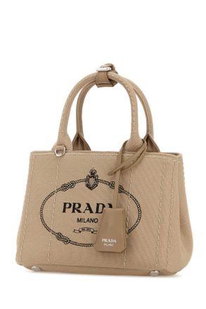 Prada Womens Jardini&eacute;re Top Handle Bag Beige Fabric