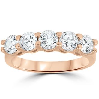 Pompeii3 1 Ct TW Five Stone Diamond Wedding Ring in White, Yellow, or Rose Gold