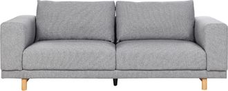 Beliani Sof&aacute; 3 Plazas Tela Estilo Minimalista Reposabrazos Anchos Respaldo Acolchado Gris Nivala