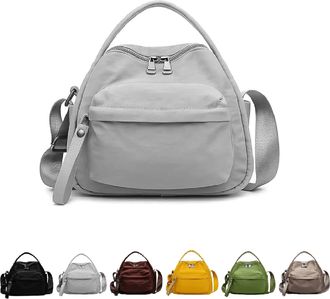 Generic Veluna Shoudler Bag, Lightweight Large Capacity Nylon Handbag, Solid Color Casual Shoulder Bag for Daily Use & Travel (Gray)