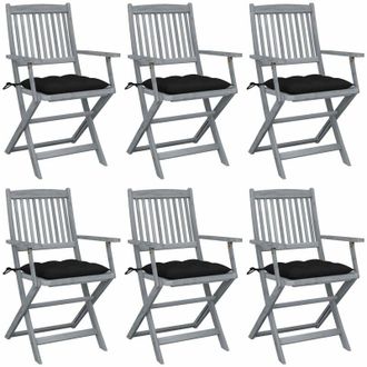vidaXL Sillas De Jard&iacute;n Plegables 6 Uds Cojines Madera Maciza Acacia Vidaxl