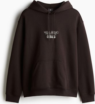 H&M Bedruckter Hoodie in Oversized Fit - Brown