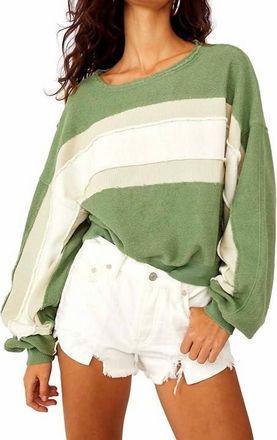 Free People Palo Alto Pullover Sweater In Cool Moss Combo