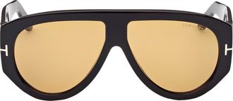 Tom Ford Bronson 60mm Aviator Sunglasses in Shiny Black /Yellow Lenses at Nordstrom