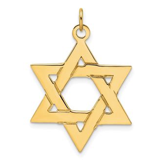 Diamond2Deal 14k Yellow Gold Polished Solid Star of David Pendant