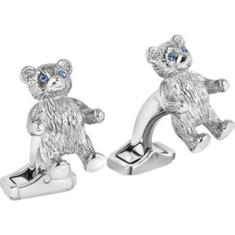 Thompson Crystal Teddy Bear Cuff Links in Blue at Nordstrom