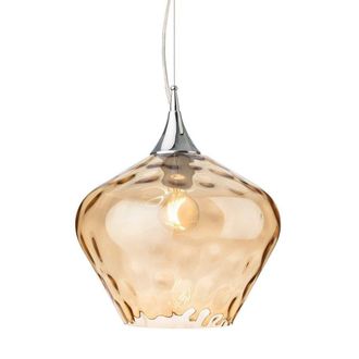 Netlighting Titan Dome Pendant Light Chrome with Amber Glass in Grey