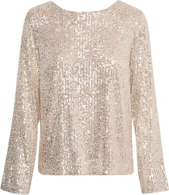 Part Two Pailletblouse met V-rugdetail - Dames - Blouses - Grijs - L - Polyester - Overhemden