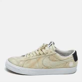 Nike SB Blazer Medicom Toy Size 45.5 Cream Calf Hair Low Top Sneakers