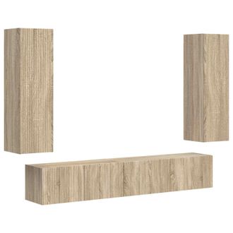 vidaXL Conjunto De Mueble De Tv Montaje En La Pared 3 Pcs Roble Sonoma Vidaxl