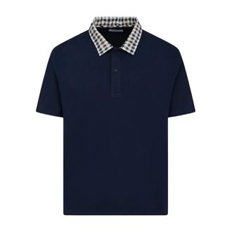 Aquascutum Polo Shirts, male, Blue, Size: 2XL Club Check Collar Polo